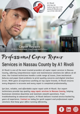 Professional Copier Repair Services in Nassau County by A1 Rivoli