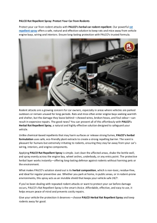 PALCO Rat Repellent Spray Protect Your Car from Rodents