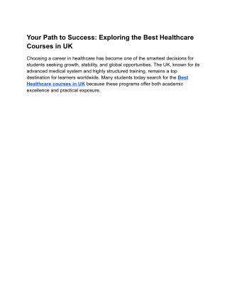 Your Path to Success_ Exploring the Best Healthcare Courses in UK