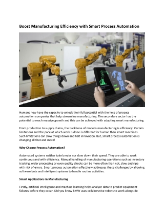Boost Manufacturing Efficiency with Smart Process Automation