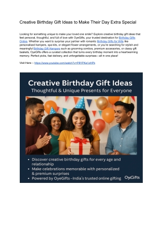 Creative Birthday Gift Ideas to Make Their Day Extra Special