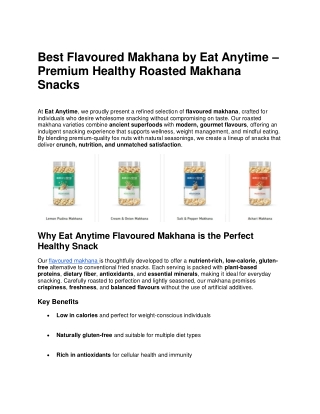 Eat Anytime Flavoured Makhana – Crunchy, Guilt-Free & Delicious Flavoured Makhna