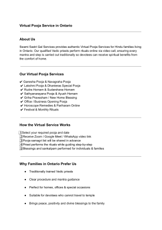 Virtual Pooja Service in Ontario