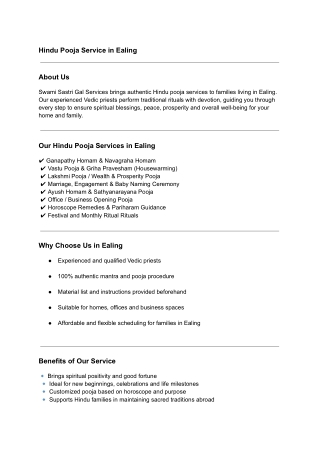 Hindu Pooja Service in Ealing