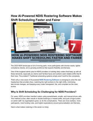 How AI-Powered NDIS Rostering Software Makes Shift Scheduling Faster and Fairer