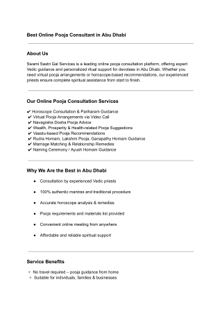 Best Online Pooja Consultant in Abu Dhabi