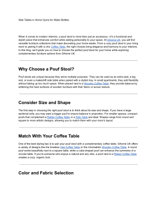 Side Tables in Home Gyms for Water Bottles