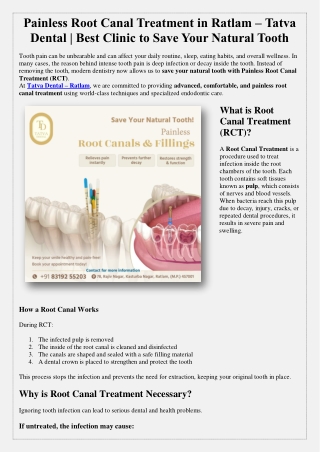Painless Root Canal Treatment in Ratlam