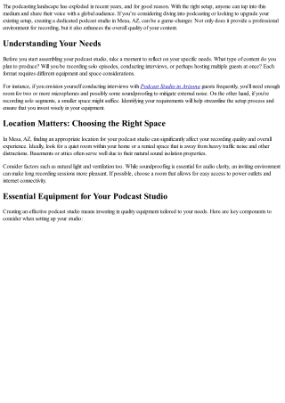 Creating Your Dream Podcast Studio in Mesa, AZ