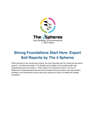 Detailed Soil Testing Southern Melbourne – The 4 Spheres