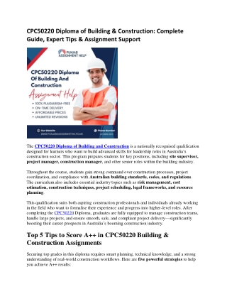 CPC50220 Diploma of Building & Construction: Complete Guide, Expert Tips & Assig