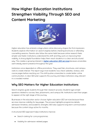 How Higher Education Institutions Strengthen Visibility Through SEO and Content Marketing