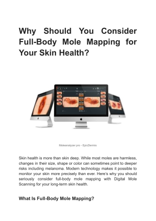 Why Should You Consider Full-Body Mole Mapping for Your Skin Health_