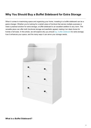 Why You Should Buy a Buffet Sideboard for Extra Storage