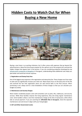 Hidden Costs to Watch Out for When Buying a New Home