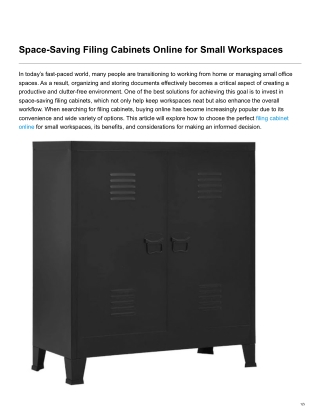 Space-Saving Filing Cabinets Online for Small Workspaces