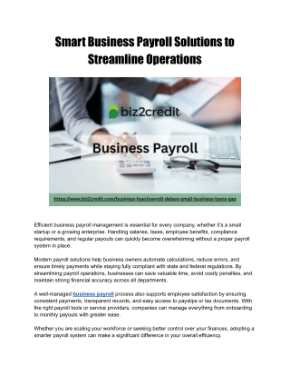 Smart Business Payroll Solutions to Streamline Operations
