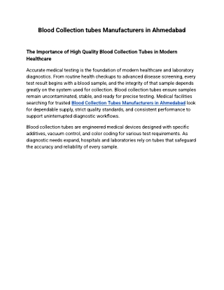 Blood Collection tubes Manufacturers in Ahmedabad