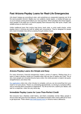 ARIZONA PAYDAY LOANS | FAST ONLINE CASH TODAY