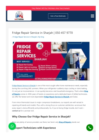 Fridge Repair Service in Sharjah by Ki ng of Repairs