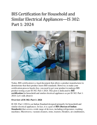 BIS Certification for Household and Similar Electrical Appliances