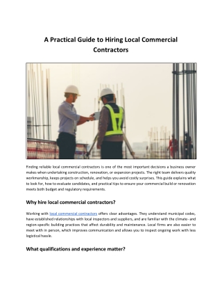 A Practical Guide to Hiring Local Commercial Contractors