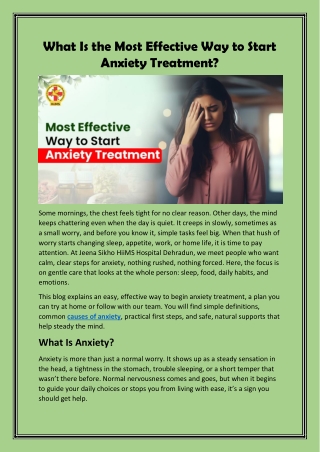 What Is the Most Effective Way to Start Anxiety Treatment