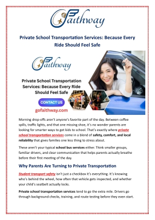 Private School Transportation Services: Because Every Ride Should Feel Safe