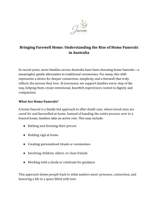 The Gentle Return to Home-Based Farewells