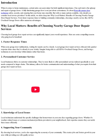 Why Local Matters: Benefits of Choosing Nearby Garage Door Repair Services