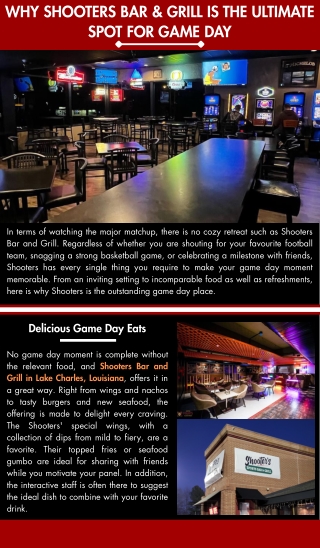 Why Shooters Bar & Grill is the Ultimate Spot for Game Day
