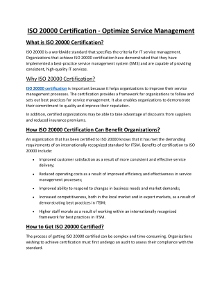 ISO 20000 certification