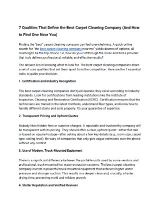 7 Qualities That Define the Best Carpet Cleaning Company (And How to Find One Near You)