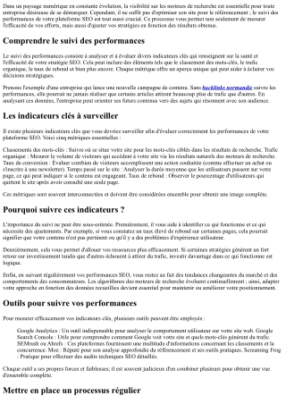 L'importance du suivi des performances sur votre plateforme SEO