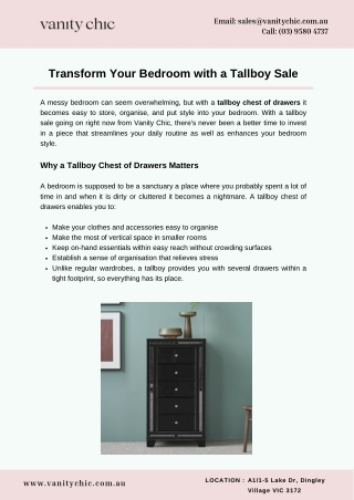 Transform Your Bedroom with a Tallboy Sale