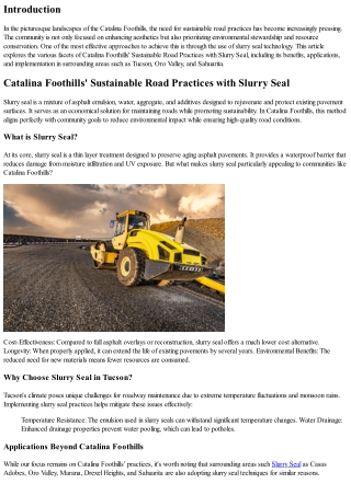 Catalina Foothills' Sustainable Road Practices with Slurry Seal