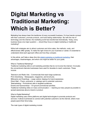 digital marketing & traditional marketing