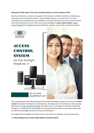 Gateways to Safer Spaces - The Future of Advanced Access Control Systems in KSA
