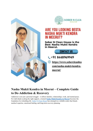 Nasha Mukti Kendra in Meerut | Best De-Addiction & Rehabilitation Centre for Com