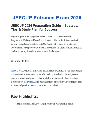 JEECUP Entrance Exam 2026