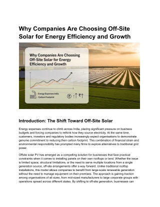 Why Companies Are Choosing Off-Site Solar for Energy Efficiency and Growth