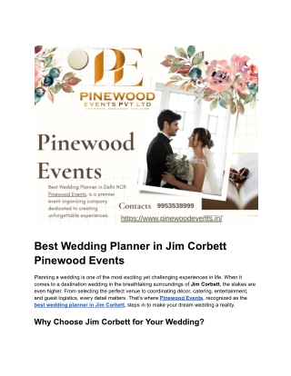 Best Wedding Planner in Jim Corbett