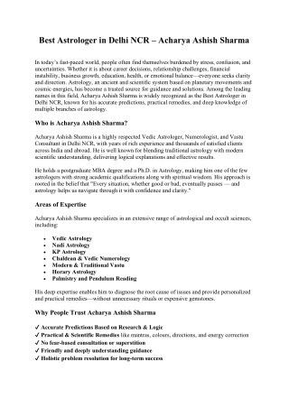 Best Astrologer in Delhi NCR – Acharya Ashish Sharma