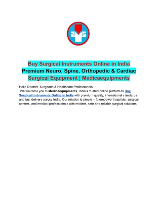 Buy Surgical Instruments Online in India | Medicaequipments