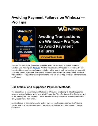 Avoiding Payment Failures on Winbuzz — Pro Tips