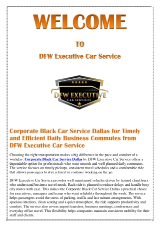 Corporate Black Car Service Dallas for Timely and Efficient Daily Business Commutes from DFW Executive Car Service