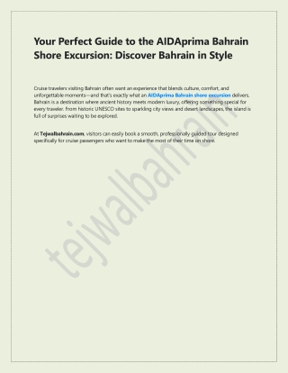 AIDAprima Bahrain Shore Excursion