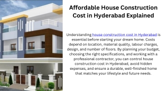 Affordable House Construction Cost in Hyderabad Explained