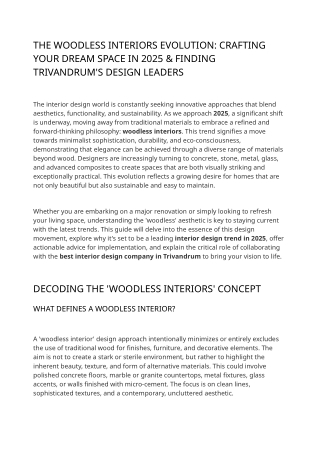The Woodless Interiors Evolution - Crafting Your Dream Space in 2025 & Finding Trivandrum's Design Leaders