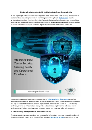 The Complete Information Guide for Modern Data Center Security in KSA